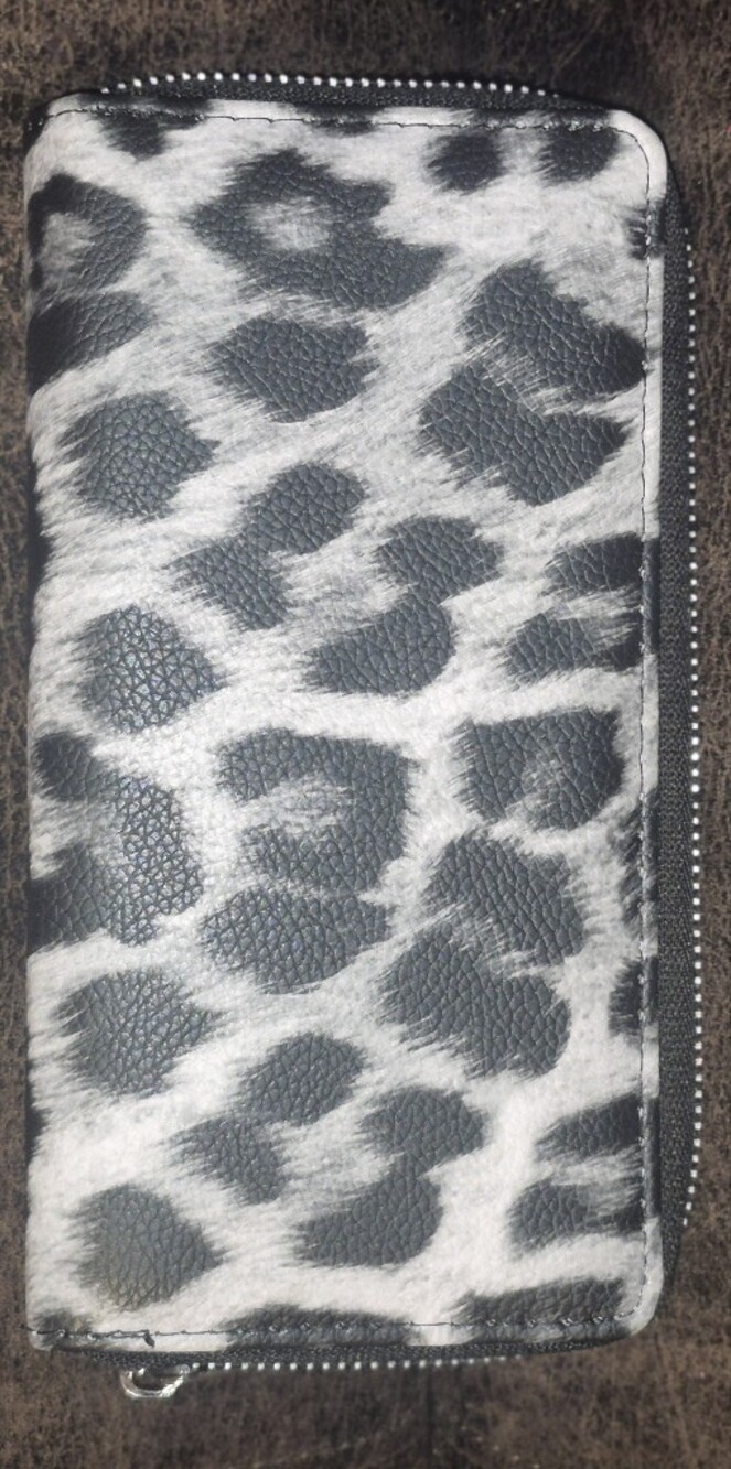 Monochrome Animal-Print Zip Wallet for Women